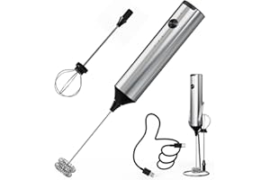 CIRCLE JOY Mousseur à Lait avec 3 Vitesses, Mini Mélangeur Rechargeable avec 2 Fouets en Acier Inoxydable pour Matcha, Chocolat Chaud, Cappuccino et œufs