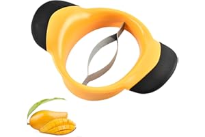 HUATEEN Cortador de Mango,Cortador y Descorazonador de Mangos Divisor de Mango Hoja de Acero Inoxidable con Mango Antideslizante Rebanador de Frutas,Piña, Herramienta de Cocina Eficiente 20x13.3x4.5cm