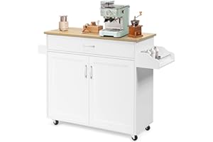 GIANTEX Szafka z blatem roboczym, wózek na kółkach, mobilna wyspa kuchenna