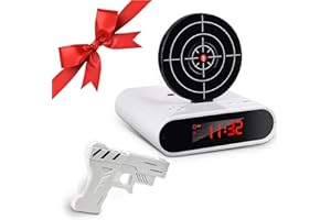 Konesky Sveglia Target, Pistola Tiro Gioco Sveglia Effetti Sonori Realistici Tiro Target Giocattoli Visualizzazione del Tempo Orologio da Comodino Svegliato Regalo