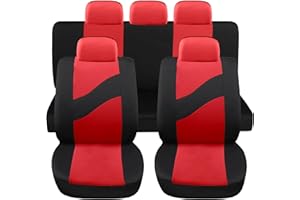 Susy Shop LS08 - Juego de fundas universales para asientos de coche, cómodas y transpirables, para asientos utilitarios, medianos y pequeños, sin SUV, color rojo