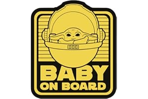 IBEX STICKER Autocollant Bébé à Bord | Baby on Board / Bébé Yoda | Voiture, Sécurité, Conduite | Dimension : 10cm
