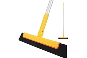 AMAZON BRAND - UMI Umi Floor Squeegee Long Adjustable Handle Foam Broom Perfect for Shower Bathroom Kitchen Home Tile Pet Hair Fur Floor Marble Glass Window Water Cleaning Anti-Static Household