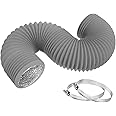TEAIERXY 4 Inch 8ft Dryer Vent Hose,Flexible Insulated Air Ducting,Vent Hose PVC Aluminum Foil with 2 Clamps for HVAC Ventilation(Grey)