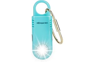 MOSAIC ALARM 135dB Rechargeable Personal Safety Alarm Built-in Ultra-Bright Torchlight. Non Slip Grip Keychain Emergency SOS Siren for Women, Students, Night Runner. Loud Sound Hiking Bear Alerts with Hook. Aqua