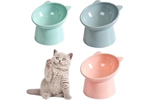 ZDHOSTY 3pcs Raised Cat Bowl，Elevated Cat Feeding Bowls with Stand，Anti Vomit Cat Food Bowl，Cat Feeder Food Water Bowl Cat Dishes 15° Tilted Raised Cat Feeder