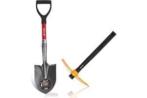 Xforst Gartenset mit Kreuzhacke und Mini Schaufel mit Fiberglasgriffen und Schmiedestahlköpfen. Robust und sehr leicht, ideal für Gartenarbeit und Schatzsuche. X-S800 Schaufel + X-PF45 Spitzhacke