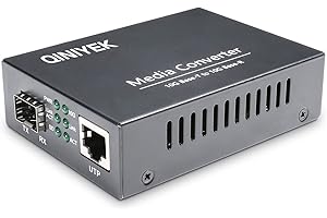 QINIYEK Conversor de medios de fibra de 10 Gb con 1 x 100 M/1G/2,5G/5G/10G RJ45 10GbE puerto a 1 puerto SFP+ de 10 GbE, soporta módulo SR/LR/10G-T de 10 G, convertidor de medios de fibra Ethernet a