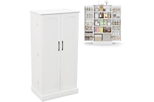 GiantexUK Kitchen Cupboard, Wooden Buffet Pantry Cabinet with 17 Shelves and 2 Doors, Multifunctional Storage Organizer for Living Room Dinning Room (White, 60 x 40 x 120cm)