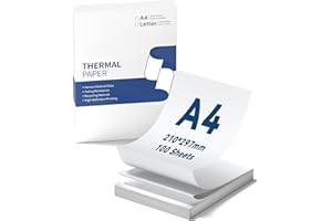 ItriAce Folding Thermal Paper A4, Thermal Printer Paper, Compatible with M832 and Other A4 Portable Printers, 210x297mm - 100 Sheets