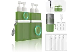 YOTIME 4in1 Reiseflaschen Set, TSA Genehmigt Auslaufsichere Reisegrößenbehälter für Toilettenartikel, Adsorbierbares Reise Set Geeignet für Shampoo, Body Wash und Conditioner, Grün