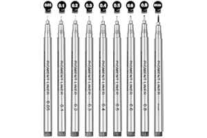 ‎APOGO APOGO Fineliner Stifte, Set 9 Stück Fineliner Schwarz (8 Linienbreiten und 1 Brush) Zum Skizzieren, Künstler Illustration, Tchnische Zeichnung, Office-Dokumente