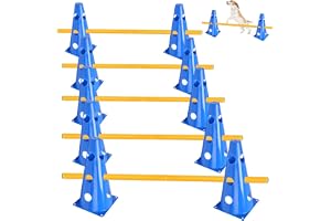 MIUUIPI Hobby Horse hinder, agility-set hundar, 10 koner 23 cm 5 stänger 80 cm lång, Cavaletti hund, justerbara träningshands