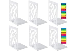 LOSTWRY 3 Paires Serre Livre, Cale Livre en Métal Rangement Livre Bloc Livre, Serre-Livres pour étagères Séparateurs de Livres Anti-Rayures Porte-Livres pour Bureau, Ecole et Maison (Blanc)