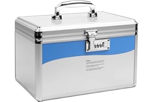 TSSS 9.8L Large Medicine Storage Box with Child Proof Lock, Removable Separate Divider Secure box, Aluminum Alloy Frame Containers Store Medicines Safe, Lockable Medical Box Cabinet