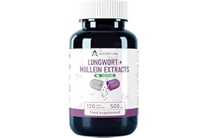 Alzuro Labs Estratto di Polmonaria e Verbasco 500 mg – 120 Capsule Vegane | Complesso Erboristico ad Alta Concentrazione 4:1 | Equivalente a 2.000 mg | Supporto Respiratorio e Immunitario