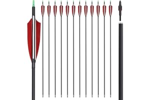 NIKA ARCHERY 30 32 Inch Archery Carbon Arrows Spine 500 Hunting Arrows with Replaceable Broadhead Turkey Feathers for Recurve Bow Compound Bow Target Practice 6/12PCS