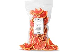 ZITROMAC SOLUCIONES CITRICAS Pamplemousse Séché pour Cocktails - Fruits Secs Sans Sucre pour Cocktail, Décoration, Confiserie, Nnoël, Boissons Tranches de Pamplemousse Séchée, Naturelle, Sans Additifs, Bio, Qualité Premium 180g