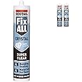 Pack of 2 Soudal Fix All Crystal Clear 100% Transparent Neutral Silicone Sealant Adhesive