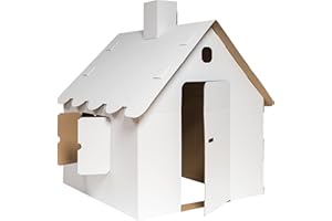 karton-billiger Spielhaus aus Pappe - Wellpappe XXL Pappspielhaus Spielhaus Kinder 1m (Höhe) x 0,97m (Breite) x 0,94m (Länge)