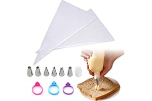 BEIIEB 80 sztuk jednorazowych worków do wyciskania, torby na żywność do dekorowania ciasta, 3 sztuki mieszanych kolorów (różowo-fioletowe) opaski do rur, 6 sztuk końcówek do rur i 1 sztuka zapięcia z