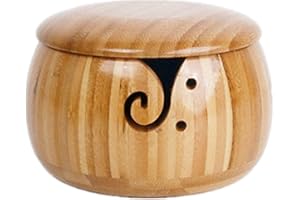 CHSEEO Filato di Stoccaggio Ciotola di Legno Porta Gomitolo Titolare Maglieria Conservazione Ciotola Crochet Hook Holder Portaoggetti Organizer per Lavoro a Maglia e Uncinetto #6