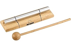 Nino Percussion Energy Chimes Instrument – Medium – with Beater – Gift Idea for Children from 3 Years – Wood and Aluminium, Natural (NINO579M)