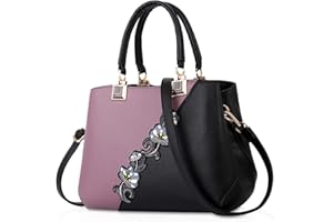 NICOLE & DORIS Borsa a Mano da Donna Firmate Moda Borsa Donna Tracolla Media Multicolore Borse Tote Donna in PU Pelle Borsetta Borse a Spalla con Fiori Viola