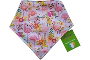 DIMPLES - SEW HAPPY Dimples Bandana pour Chien - Flamant Tropical-Foulard pour Petits Chiens et Chats de Taille Moyenne et Grande - Bandana Chiot à la Main - Cadeau d'anniversaire pour propriétaire de Chien 30cm