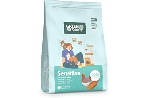 Green Petfood Cat Sensitive med insekter (5 x 300 g) | vuxen | premium torrfoder för vuxna katter | ris och hållbart insektprotein | spannmålsfritt