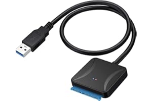 HERFAIR Adapter USB na SATA, konwerter dysku twardego USB 3.0 na SATA, zewnętrzny adapter obsługuje UASP, kompatybilny z 3,5/2,5-calowym dyskiem twardym HDD/SSD