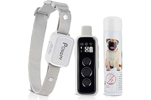 POIIOPY Collier de Dressage pour Chien Citronnelle avec Télécommande, 3 Modes- Pulvérisation/Vibrations/Bip, Rechargeable Collier Anti Aboiements sans Choc Electrique Portée 305m Pulvérisation pour Chien