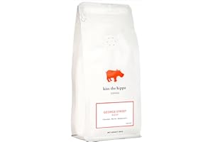 KISS THE HIPPO COFFEE Kiss The Hippo - George Street Blend Coffee| Organic Whole Beans | Carbon-Negative | Aeropress, Cafetiere, Filter | Suitable for Milk Coffee | Notes of Caramel, Red Berry, Chocolate | 250 gr