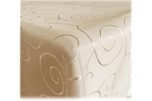 JEMIDI Tischdecke Ornamente Seidenglanz Edel Tisch Decke Tafeldecke 31 Größen und 7 Farben Creme 160x260