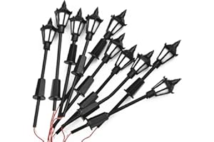DAZZLEEX Lot de 10 lampadaires de chemin de fer à échelle 1:75 LED 3 V