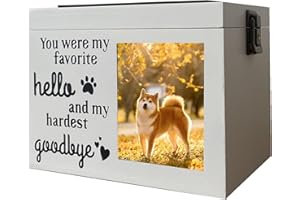 Vencede Pet Memorial Urns for Dog or Cat Ashes, Wooden Pet Funeral Cremation Urns with Photo Frame and Blackboard, for All Kinds of Pet, Loss Pet Memorial Remembrance Gift (White)