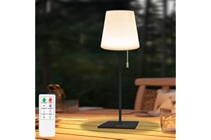 light to hope 2 Lampara de Mesa Exterior Recargable, Portatil LED Lampara Camping con Mando a Distancia, Regulable 8 Colores y Blanco Cálido, Lámpara Inalámbrica Para Jardín, Patio, Balcón