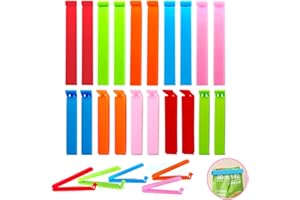ANMOYIXIA Verschlussclips 20 Stück, Tüten Verschluss Clips Für Tüten, frischhalteclips Tütenclips Klammern 9/11cm, Bunte Clips für Verpackung (20 PCS（5 Farben）)