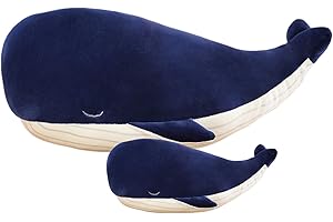 Kekeso Grande Balena Blu Peluche Giocattolo Morbido Che Abbraccia Cuscino Carino Bambola Della Peluche (45cm+25cm=17.71inch+9.84inch)