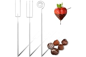 Issimober 3 Piezas Tenedores para Bombones de Acero Inoxidable, Utensilios Profesionales para Fondue de Chocolate y Bombones Hechos a Mano (2 Tenedores para Sumergir y 1 Espiral para Bombones)