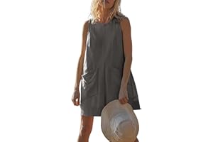 Colisha Cotton Linen Dungarees for Women Summer Casual Sleeveless Romper Loose Shorts Overalls Jumpsuit with Pockets