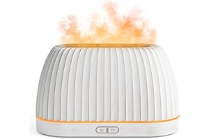 ‎SOULORIGIN SOULORIGIN ätherisches Öl Diffuser, Flammeneffekt Aromatherapie mit 7-Farbe LED-Lichter & Auto-Shut-Out, Ultraschall-für Zuhause, 120ml Samll Duft Diffuser für ätherische Öle - Weiß