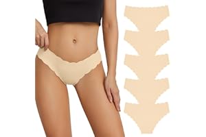 SHARICCA Bielizna damska, bezszwowe majtki, rozciągliwe, hipsterskie, brazylijskie, niewidoczne, miękkie majtki, paski, bikini, majtki dla kobiet, 5 sztuk