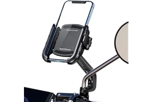 Faneam Uchwyt na telefon Moto o 360° Regulowany uchwyt na telefon komórkowy do motocykla Uniwersalny uchwyt na telefon Motocykl Antypoślizgowy uchwyt na telefon Skuter do 5.4"-7.2" Telefon