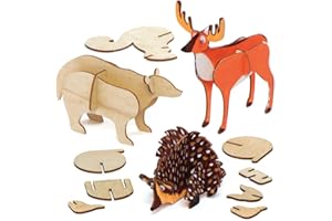 Baker Ross AX196 Kit De Madera Animales Del Bosque - Paquete De 5, Para Proyectos De Arte Y Manualidades Para Niños
