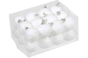 O.T. Weihnachtskugeln Schneeball weiss mit Schnee beschneit Schneekugeln (4cm)