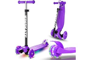 Cutemelo Trotinette Enfant 3 Roues de 3 à 12 Ans Trottinette Trois Roues avec LED Lumières Clignotantes et Guidon Réglable en Hauteur Scooter Antidérapant pour Filles et Garçons