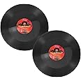 Luxshiny Vinyl Records Wall Decor, 2pcs Wall Collage Kit CD Album Cover Posters Music Party Decorations Fake Records Rock and Roll Cut-outs Wall Signs 29cm