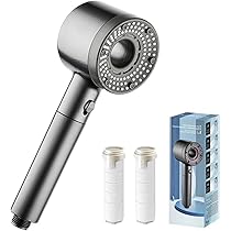 Detroland Hochdruck Duschkopf Mit 5 Strahlarten & 15-Stufen-Filter – Massage, Regendusche & Hautpflege In Einem (Grau)