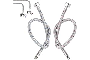 Aiyraa 2 Stück 80cm Panzerschlauch 3/8 Zoll, Anschlussschlauch Armatur G3/8 x M10, Wasseranschluss Verlängerung, Flexschlauch Armatur, Wasserschlauch Flexibler Schlauch für Mischbatterie Küche Bad